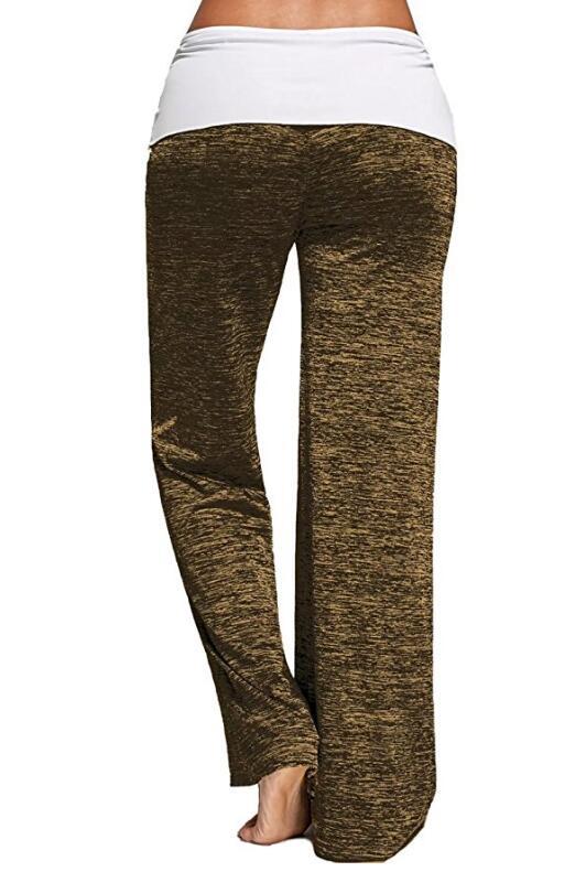 SZ60026-1 Women Foldover Heather Wide Leg Pants Loose Yoga Legging